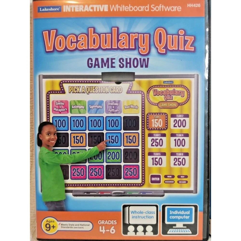 Lakeshore Education Lot of 2 Vocabulary Quiz,Fractions PC/MAC -2 Software Games